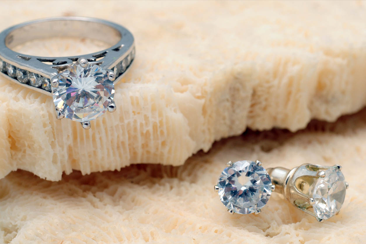 diamond ring, matching diamond earrings