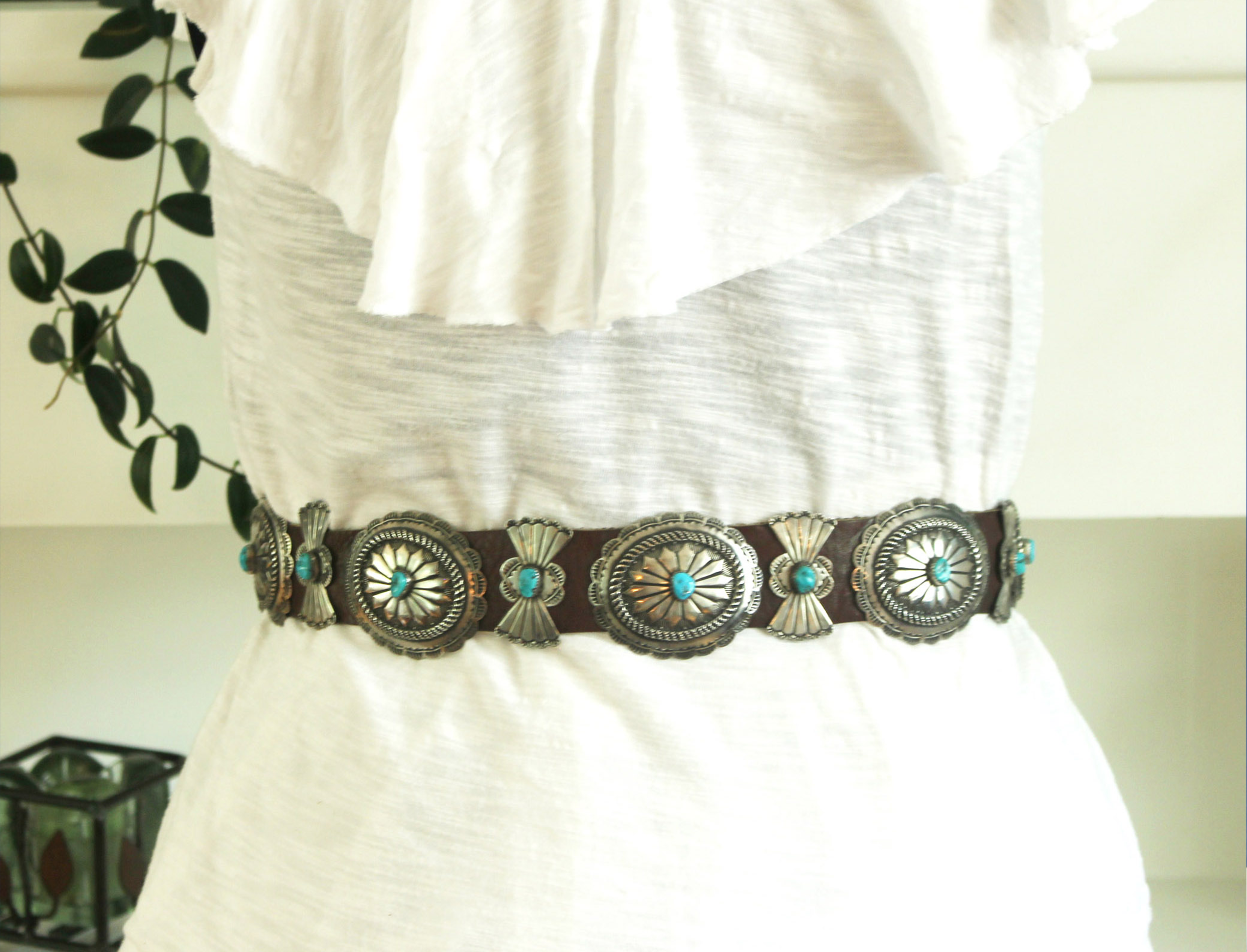 silver and turquoise belt