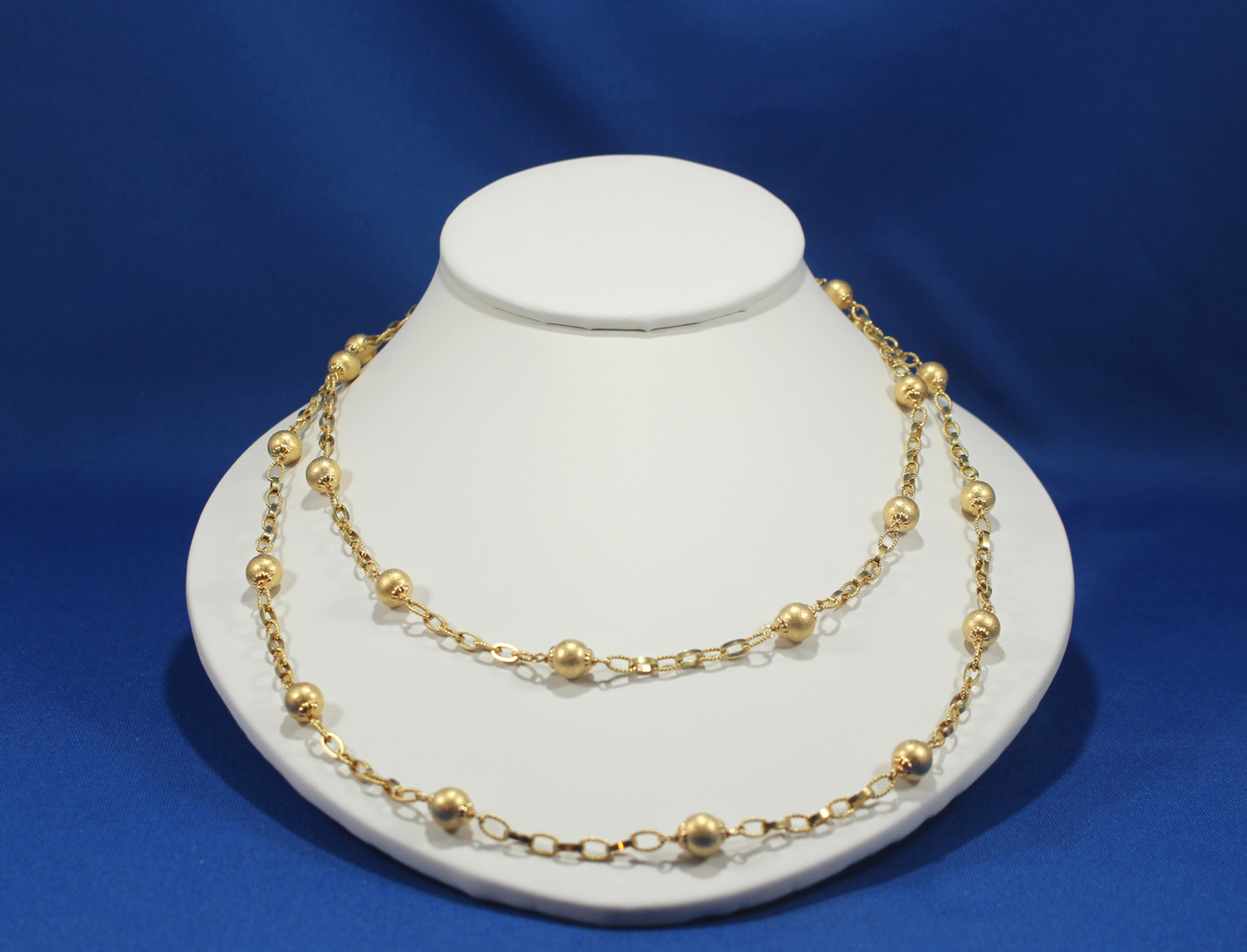 Vintage 18K Yellow Gold and Gemstone Multi-Colored Necklace, Marco Bicego Design, long length station necklace